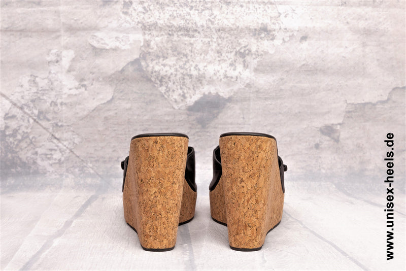 1007 - Hochwertige handgefertigte High-Heel-Wedges mit echtem Leder und verstellbarer Schnalle