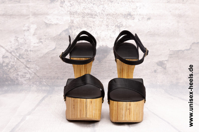1008 - Exotic handmade high heels with real wooden sole and real leather