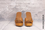 1010 - Hochwertige handgefertigte High-Heels mit echter Holzsohle, echtem Leder und verstellbarer Schnalle