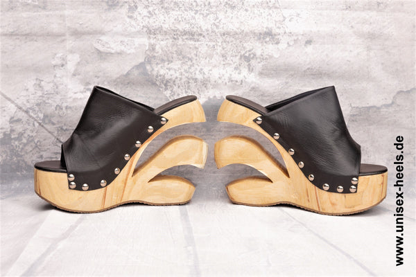 1016 - Exotic handmade high heels with real wooden sole and real leather