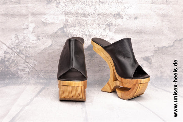 1017 - Exotic handmade high heels with real wooden sole and real leather