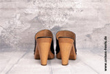 TALONS UNISEXES - 2001 | Mules à talons hauts | fait à la main | petites et grandes tailles | semelle en bois véritable et cuir véritable | Couleur Noir | Plateforme à talons hauts | Des chaussures hautes pour tous | Des escarpins confortables