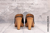 TALONS UNISEXES - 2003 | Mules à talons hauts | fait à la main | petites et grandes tailles | semelle en bois véritable et cuir véritable | Couleur Noir | Plateforme à talons hauts | Des chaussures hautes pour tous | Des escarpins confortables