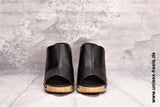 UNISEX HEELS - 2005 | High Heel Pantoletten | handgefertigt | kleine & große Größen | echt Holzsohle und echt Leder | Farbe Schwarz | High  Heels Plateau | Hohe Schuhe für Jeden | Bequeme Pumps