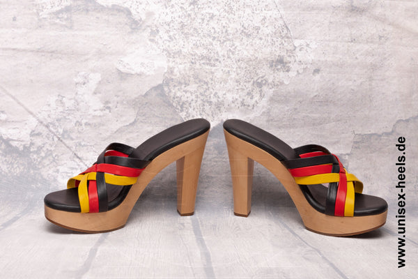 EM 2024 Deutschland-Fan High Heels Unisex | Elegante Sandaletten mit Holzsohle | Stilvoll & Komfortabel