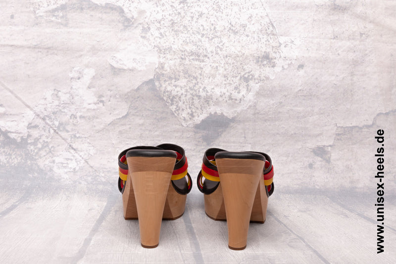 EM 2024 Deutschland-Fan High Heels Unisex | Elegante Sandaletten mit Holzsohle | Stilvoll & Komfortabel