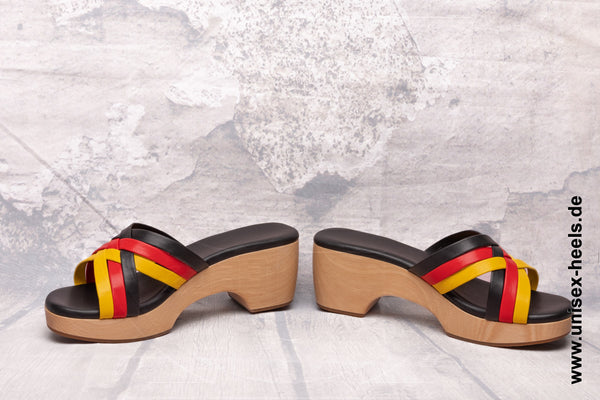 UNISEX HEELS - 2010 | Football EM 2024 Fan Edition | High heel mules | handmade | small &amp; large sizes | real wooden sole | in the colors of the national team | Comfortable and Elegant | Pumps clogs sandals
