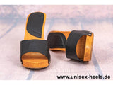 1012 - High quality handmade high heels mules with real wooden sole and genuine leather.